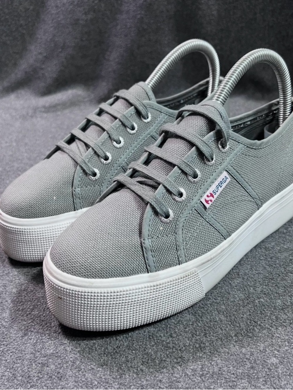 Superga 2790 Shoes Women’s Size 7 Gray Sage Canvas Platform Lace Up Sneakers